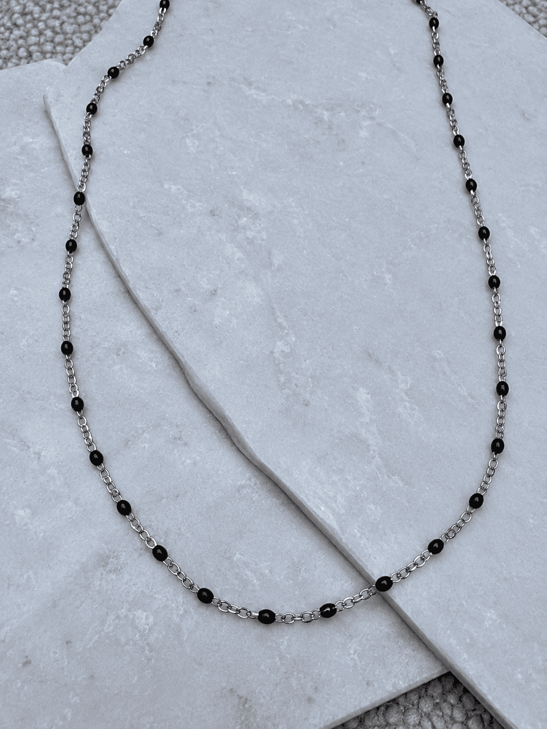 Sample Sale No16. Waterproof silver chain with black beads. - Image 2