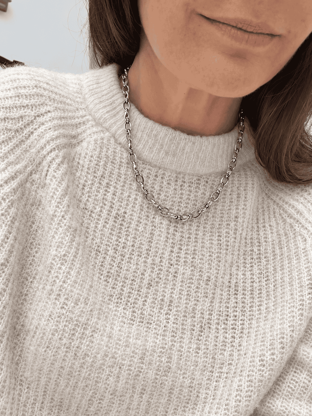 Sample Sale no6-Waterproof silver oval chain necklace. - Image 2