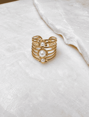 Sample Sale No58-Layered ring-Gold/pearl.