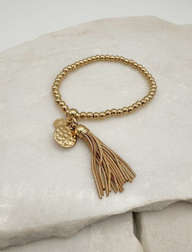 Sample Sale No8. Stretch tassel gold bracelet.