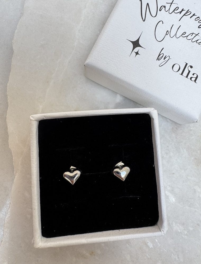 Sample sale No28-Waterproof heart studs-Silver. - Image 2