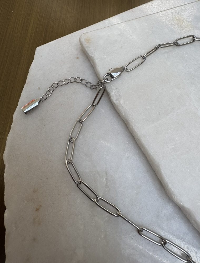 Sample Sale No27-Waterproof paperlink chain charm necklace- Stainless Steel. - Image 3