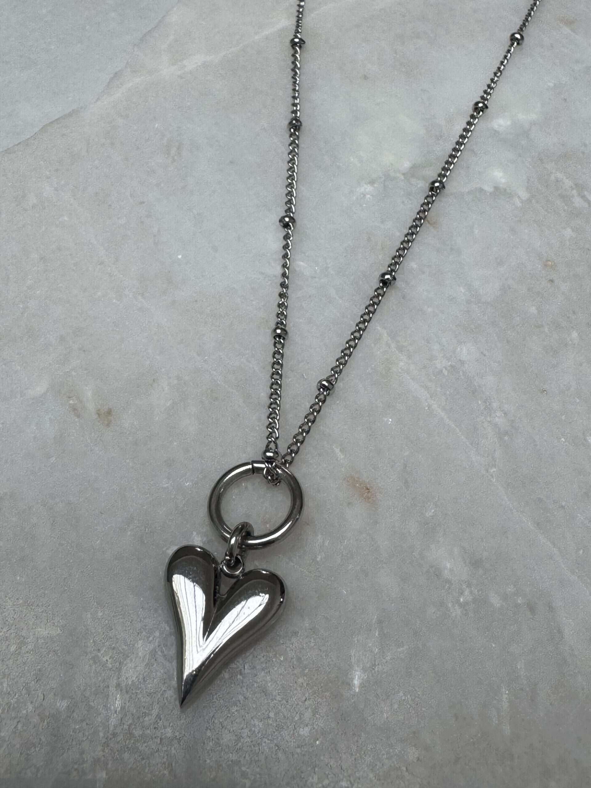 Sample Sale No32. Waterproof ball chain necklace with heart charm. - Image 4