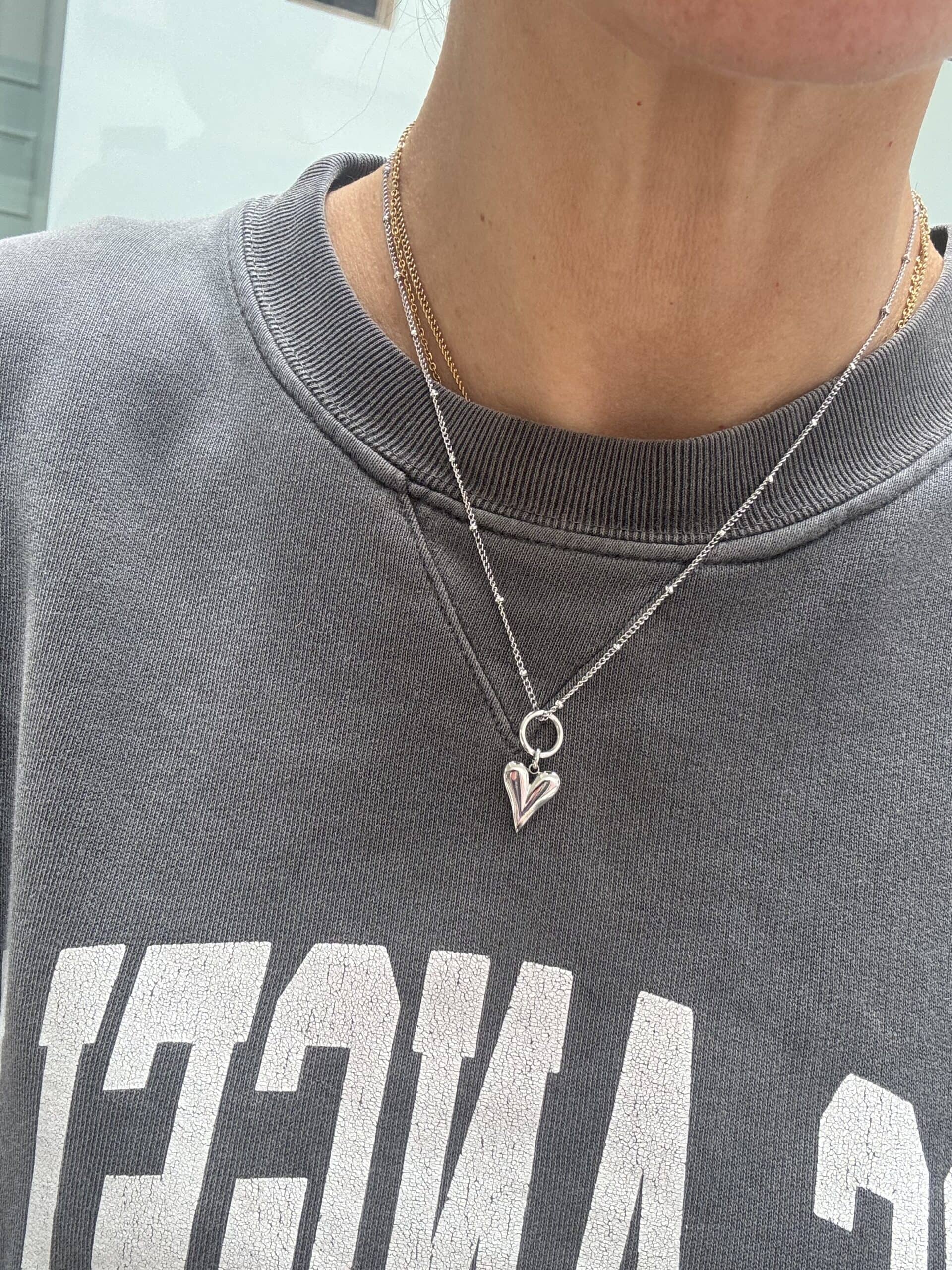 Sample Sale No32. Waterproof ball chain necklace with heart charm. - Image 2