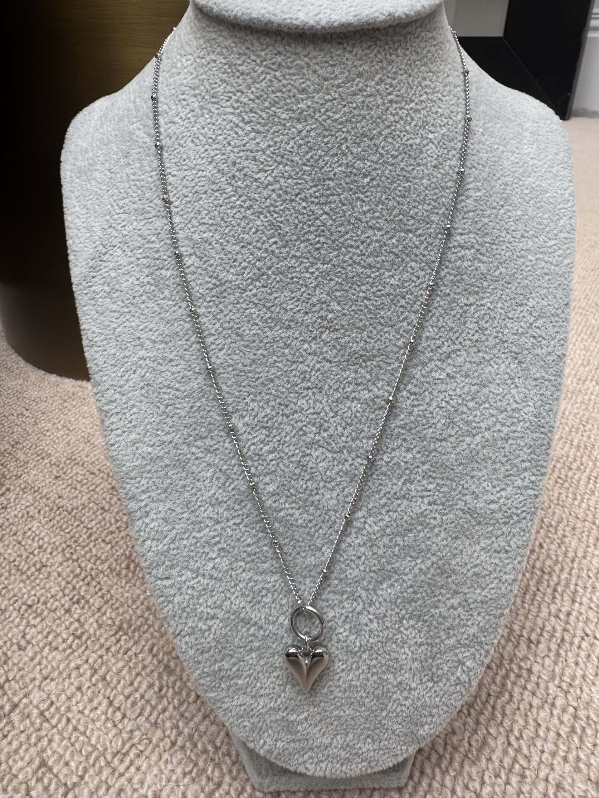 Sample Sale No32. Waterproof ball chain necklace with heart charm. - Image 3