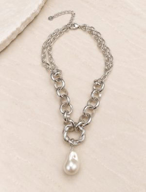 Livian Statement necklace-Sterling Silver plated/Pearl.