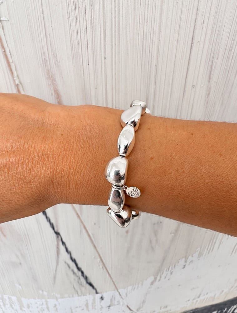 Antoni stretch beaded bracelet-Sterling Silver Plated. - Image 2