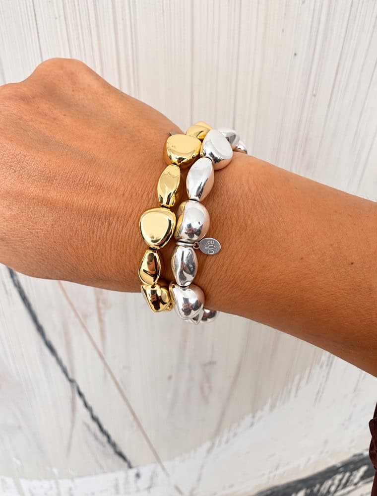 Antoni stretch beaded bracelet-14k gold plated. - Image 3
