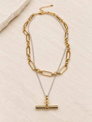 Tona double layered necklace-Gold/Silver.