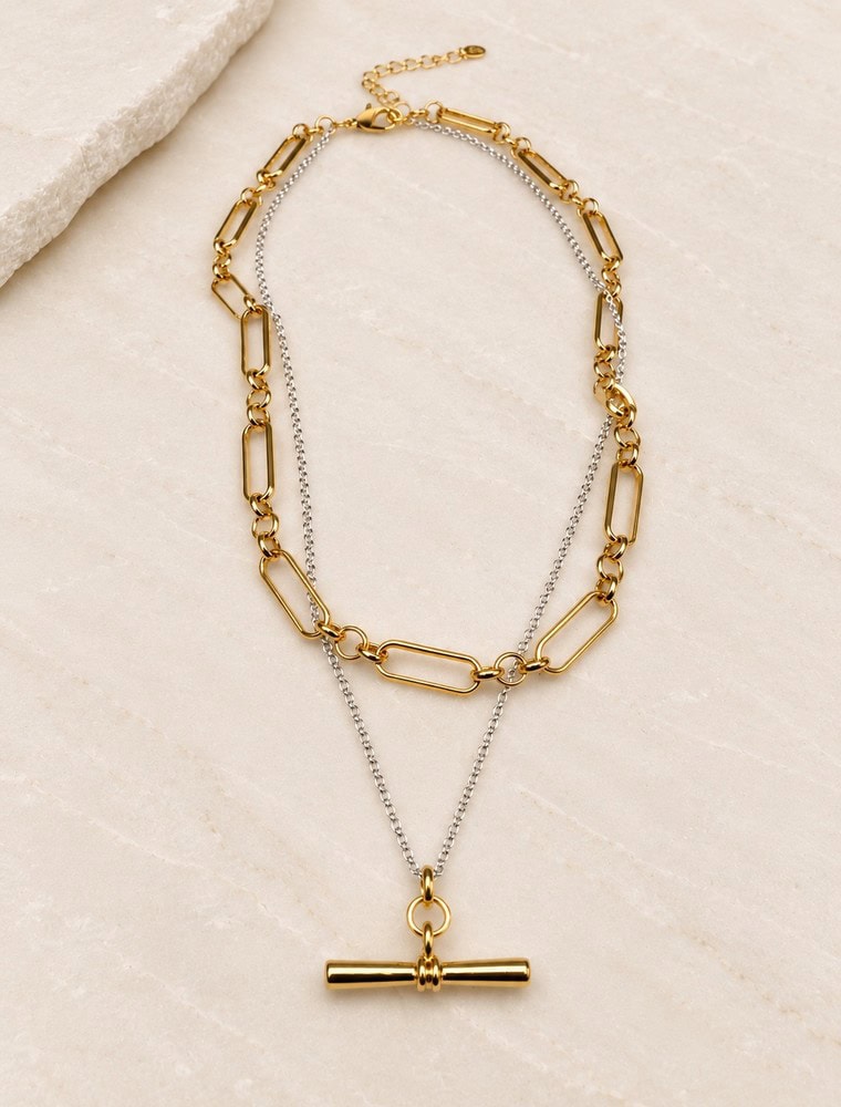 Tona double layered necklace-Gold/Silver.