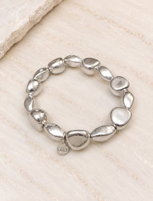 Antoni stretch beaded bracelet-Sterling Silver Plated.