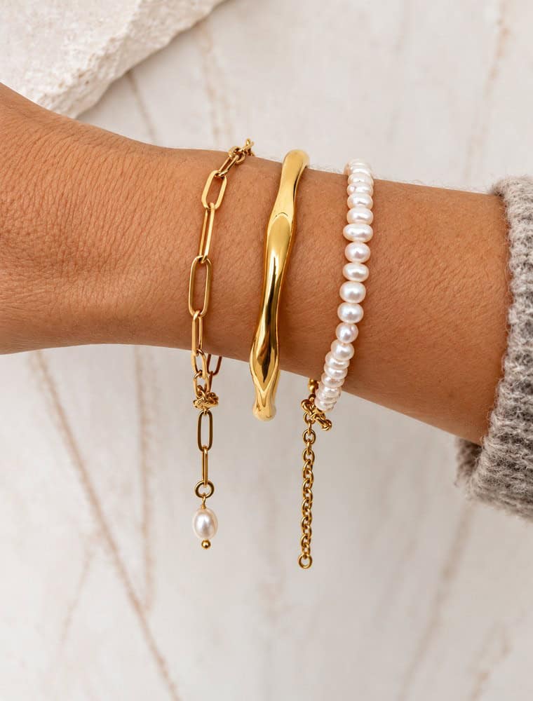 **Stack and Save 15%**Pearly/Gold waterproof stack. - Image 2