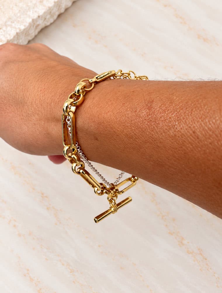 Maline double layered bracelet-Gold/silver. - Image 2